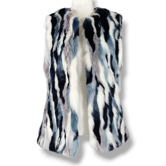 EUC INC Int'l Patchwork Faux Fur Vest Sz. S Mob Wife Furry Y2K Rockstar Retro - Picture 2 of 8